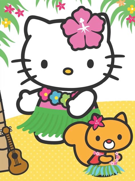 Hello Kitty / Summer time Hello Kitty Hawaiian Party, Beachy Hello Kitty, Beach Hello Kitty, Hello Kitty Homescreen, Hello Kitty Birthday Party Decorations, Pfp Summer, Hello Kitty Pinata, Summer Hello Kitty, Hawaii Hello Kitty