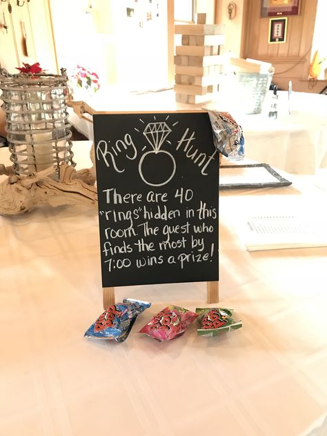 He Put A Ring On It Bachelorette, Engagement Party Outdoor Games, Ring Pop Bridal Shower Game, Summer Themed Engagement Party, Jack And Jill Engagement Party, Wings Before The Rings Party, Stock The Bar Engagement Party Ideas, Engagement Party Activity Ideas, Engagement Games Party