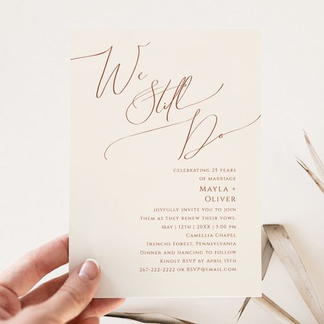 Whimsical Desert | Beige We Still Do Vow Renewal Invitation Renewal Of Vows Invitation, We Still Do, Vow Renewal Photoshoot, We Still Do Vow Renewal, Vow Renewal Invitations, White Autumn, Renewal Ceremony, Retro Wedding Invitations, Vow Renewal Ceremony