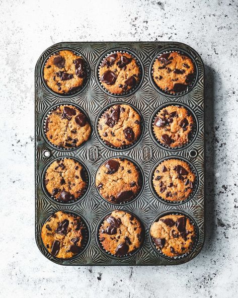 Sourdough Chocolate Chip Banana Bread Muffins — The Boy Who Bakes Growing Spring Onions, Chocolate Chip Banana Bread Muffins, The Boy Who Bakes, Sourdough Banana, Dried Banana Chips, Muffin Papers, Banana Bread Muffins, Bread Muffins, Sourdough Starter Recipe