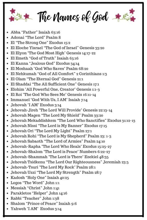 Names of God Free Printable - There is nothing more powerful than the names of God in the Bible. This free printable of the names of God is such a great reminder of how amazing God is. #Bible #BibleStudy #FreePrintables #NamesofGod The Names Of God, Attributes Of God, Bible Study Help, Bible Study Lessons, Bible Study Verses, Bible Study Notes, Names Of God, Bible Reading Plan, Prayer Scriptures