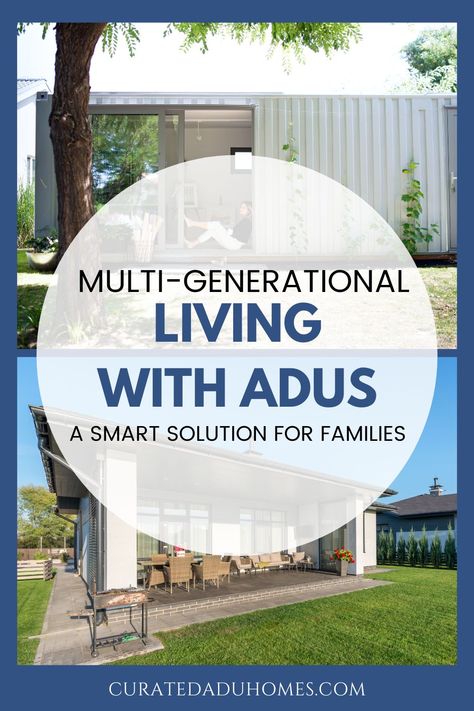 Supporting both children and aging parents? Multi-generational homes are the perfect solution for the Sandwich Generation. Discover how Curated ADU Homes is helping families create functional, shared spaces with ADUs that offer privacy, comfort, and connection for everyone. Learn why more families are choosing multi-generational living and explore our ADU solutions today! Generational Living, Multiple Generation House Plans, Single Story Multi Generational House Plans, Two Story Multi Generation House Plans, Duplex House Plans That Look Like A Single Family Home, Affordable Multifamily Housing, Sandwich Generation, Accessory Dwelling Unit, Smart Solutions