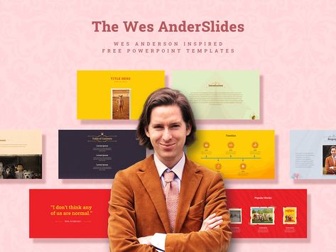 Wes Anderson Inspired PowerPoint Templates | Behance Wes Anderson Font, Wes Anderson Design, Wes Anderson Poster, Wes Anderson Inspired, Wes Anderson Style, Free Powerpoint Presentations, Wes Anderson Movies, Powerpoint Template Free, Wes Anderson