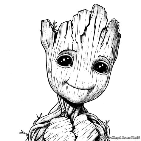 Free Groot Svg Files For Cricut, Easy Groot Drawing, Groot Line Art, Groot Coloring Pages, Groot Drawing, Baby Groot Drawing, Groot Tattoo, Kindergarten Coloring Pages, Butterfly Plants