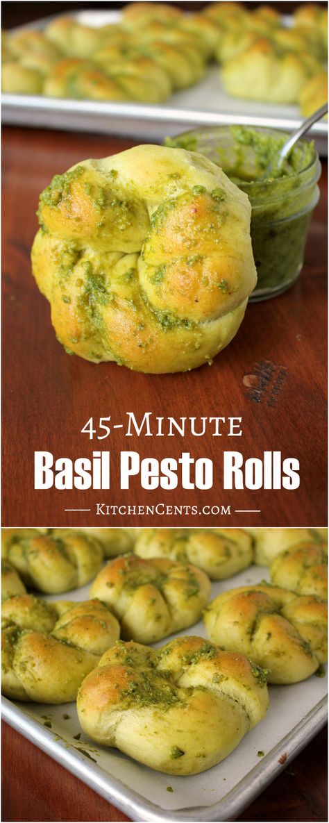 Quick Rolls Recipe, Pesto Rolls, Easy Basil Pesto, Shamrock Shape, Honey Dinner, Pesto Rice, Quick Dinner Rolls, Homemade Basil Pesto, Quick Rolls