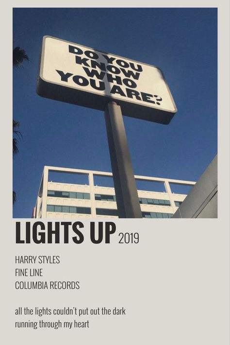 Fine Line Polaroid Poster, Lights Up Harry Styles Poster, Fine Line Song Poster, Harry Styles Minimalist Poster, Harry Styles Song Poster, Lights Up Harry Styles, Harry Styles Lights Up, Song Cards, Dark Harry