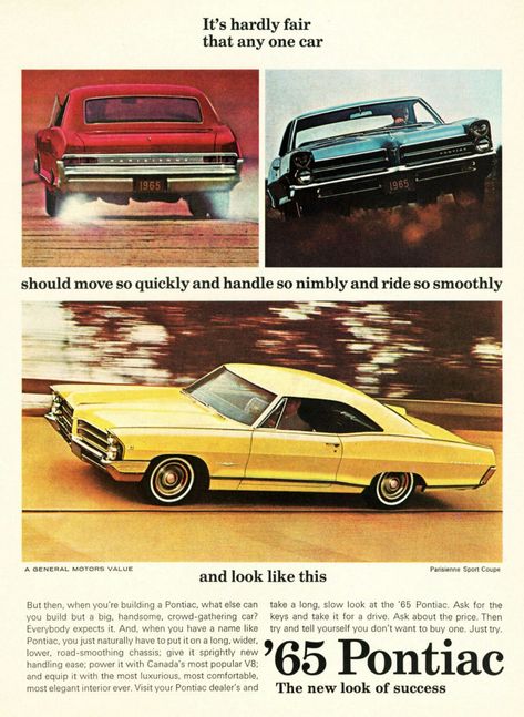 1965 Pontiac Parisienne Pontiac Parisienne, Automobile Advertising, Ad Car, Pontiac Cars, Vintage Auto, Car Lot, Pontiac Bonneville, Car Advertising, Old Ads