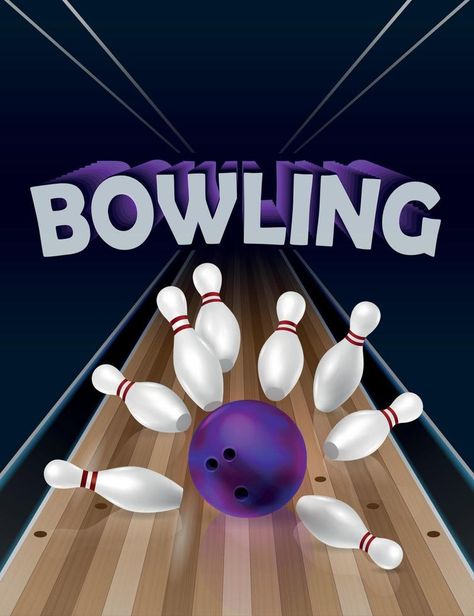 Realistic Bowling Poster Composition Bowling Poster, Poster Composition, Vertical Composition, Ball Vector, Perspective View, Ad Poster, Bowling Party, Graphic Arts, Negative Space