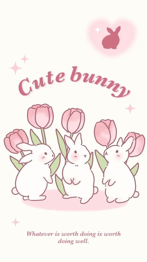 Pink Wallpaper Kawaii, Iphone Wallpaper Pink, Bunny Poster, Rabbit Wallpaper, Pink Wallpaper Backgrounds, Bow Wallpaper, Cocoppa Wallpaper, Iconic Wallpaper, Bunny Wallpaper