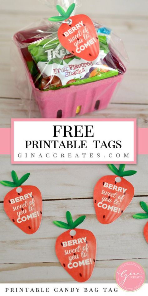 berry basket candy bag free thank you tag, party favor idea, thank you tag, candy bag, goody bag Fruit Classroom, Strawberry Printable, Girls Picnic, Fruit Birthday Party, Strawberry Shortcake Birthday, Berry Basket, Strawberry Shortcake Party, Fruit Birthday, Strawberry Birthday