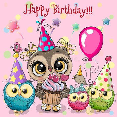 Cute Owls with balloon and bonnets. Birthday card with Cute Owls with balloon and bonnets vector illustration Happy Birthday Owl, Owl Balloons, Happy Birthday Prayer, Birthday Prayer, Cute Owls, Owl Birthday, Happy Birthday Wishes Cards, Birthday Clipart, Birthday Wishes Cards