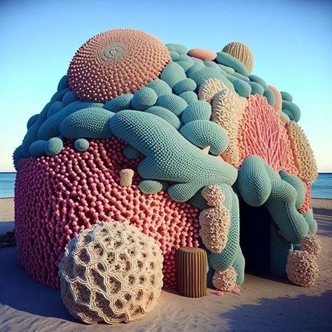 Coral Reef Architecture, Coral Installation, Water Art Installation, Crochet Architecture, Crochet Installation, Elf 2024, Biomorphic Art, Henry Moore Sculptures, Coral Reef Art