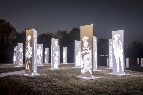 Forest of Memories - Illuminated Totems Urban Landscape Design, Architecture Design Sketch, Memorial Park, Outdoor Sculpture, City Council, Environmental Art, Landscape Lighting, Wildlife Art, Urban Landscape