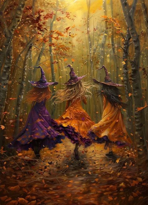 Christmas Witch, The Power Of Three, Power Of Three, Witch Wallpaper, Autumn Magic, Halloween Painting, Halloween Magic, Season Of The Witch, Witch Art