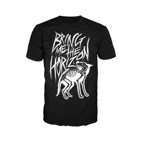 Bring Me The Horizon Merchandise - Clothing, T-Shirts & Posters -... ❤ liked on Polyvore featuring tops and t-shirts Wolf Graphic, Bring Me The Horizon, Band Merch, The Horizon, Quality T Shirts, Band Tees, Stylish Shirts, Bones, Shirt Designs