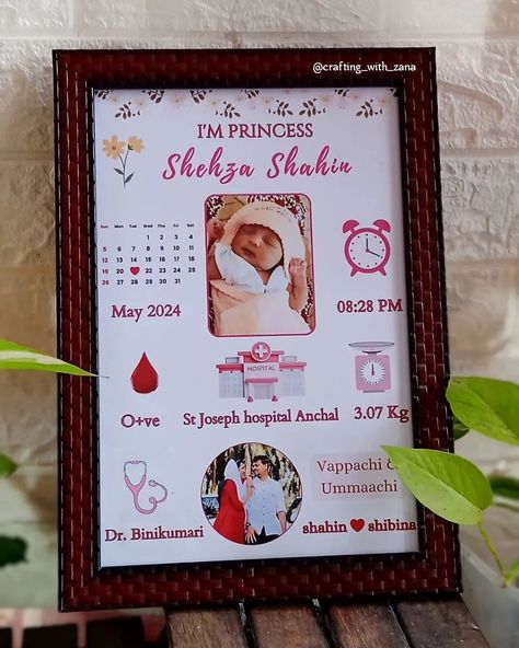 Baby Birth Detail frame Dm for orders🤍 @crafting_with_zana #baby#babyframe#love#birthseries#birthday#memories#life#mother#customised#giftss#birthframe Baby Birth Details Frame, Baby Details Frame, Birth Details Frame, Baby Birth Frame, Birth Frame, Baby Photo Frames, Baby Frame, Tiny Tales, Birth Details