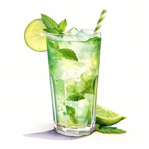 Mojito, Mojito Cocktail, Alcohol Drinks Watercolor Clipart Set With 10 JPG Images Instant Download, Commercial Use, Digital Prints - Etsy Ukraine Drinks Watercolor, Cocktails Clipart, Mojito Drink, Homemade Watercolors, Cocktail Images, Cocktail Wall Art, Virgin Mojito, Cocktail Wall, Cocktail Illustration