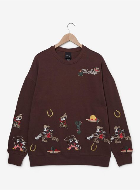 Disney Mickey Mouse Western Icons Crewneck - BoxLunch Exclusive Disney Outfit Ideas Christmas, Disney California Adventure Outfit, Cute Disneyland Outfits, Disney Outfits Aesthetic, Aesthetic Disney Outfits, Disney Outfits Winter, Fall Disney Outfits, Disney Outfits Women Summer, Disney Winter Outfits