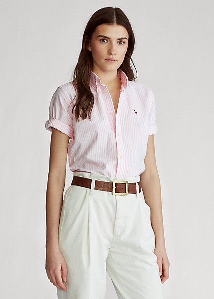 Oxford Shirt Women Outfit, Oxford Shirt Women, Oversized Tee Outfit, Ralph Lauren Oxford Shirt, Polo Shirt Outfits, Francoise Hardy, Ralph Lauren Shop, Estilo Preppy, Woman Style