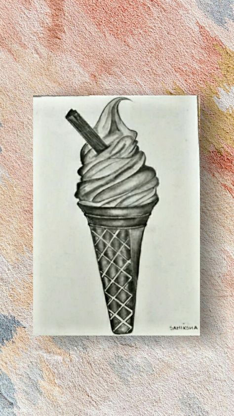 Ice Cream Drawing, Cream Drawing, Shading Drawing, Pencil Shading, Pencil Sketches, Drawing Pencil, Pencil Sketch, Ice Cream, Pencil