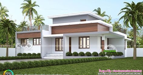 3 bedroom single floor modern house plan by Line Construction & Interiors, Thrissur, Kerala. 1300 Sq Ft House Plans, 3 Bedroom Home Floor Plans, New Model House, Flat Roof Design, Single Floor House Design, Flat Roof House, Kerala House, 3 Bedroom Flat, Roof House