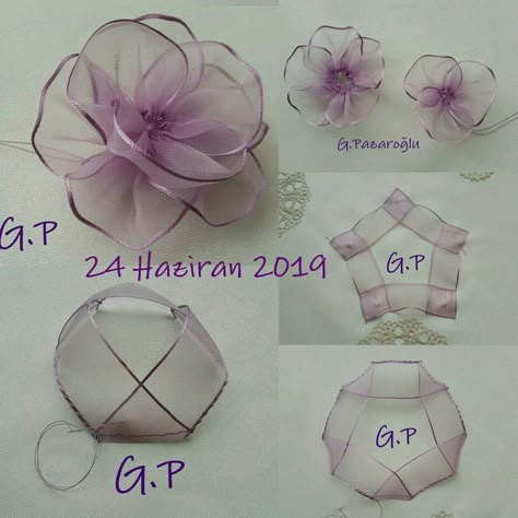 https://www.instagram.com/sessiz_cicekler_yapiyorum/ Organza Flowers Diy, Sewing Ribbon Flowers, Sewn Flowers, Hair Bows Diy Ribbon, Ribbon Flower Tutorial, Projek Menjahit, Making Fabric Flowers, Simple Hand Embroidery Patterns, Ribbon Embroidery Tutorial