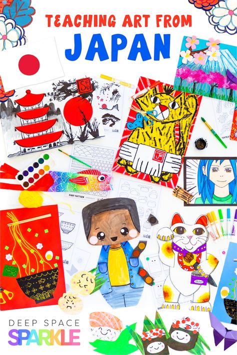 Teaching an Art Unit from Japan | Deep Space Sparkle Asian Art Projects, Japan For Kids, Famous Artists For Kids, Art Unit, Creative Art Projects, Deep Space Sparkle, Visual And Performing Arts, Traditional Japanese Art, Art Curriculum