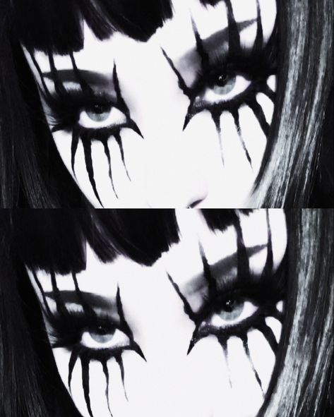 Goth Makeup Extreme, Goth Anime Makeup, White Foundation Makeup Looks Goth, Traditional Goth Makeup Men, Black And White Goth Makeup, Goth Art Ideas, Goth Makeup Drawing, Goth Aethstetic, Eyeliner Inspo Alt