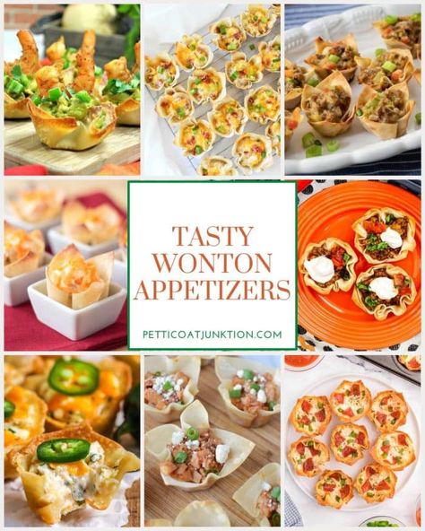 13 Scrumptious Wonton Cup Party Appetizers For Summer Entertaining Mini Wonton Cups Appetizers, Mini Muffin Pan Appetizers, Appetizer Recipes Wonton Cups, Muffin Tin Appetizers, Appetizers For Summer, Wonton Wrapper Recipes Appetizers, Wonton Appetizer Recipes, Wonton Taco Cups, Cup Appetizers