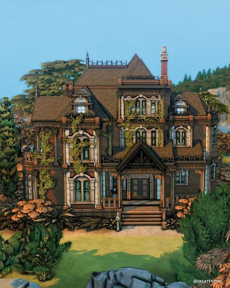 Gothic Victorian House Sims 4, Sims 4 The Goths House, Sims 4 Dark Modern House, Sims 4 Houses Gothic, Old House Layout, Deligracy Sims 4 Builds, Dark Victorian House Exterior, Sims 4 Gothic House Plans, Sims 4 Vampire House Layout