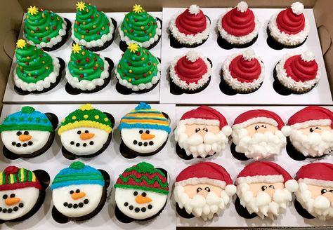 Santa Claus Cupcakes, Santa Hat Cupcakes, Christmas Cupcake Ideas Easy, Simple Christmas Cupcakes, Christmas Mini Cupcakes, Adorable Desserts, Christmas Cupcake Cake, Easy Christmas Cupcakes, Coco Bar