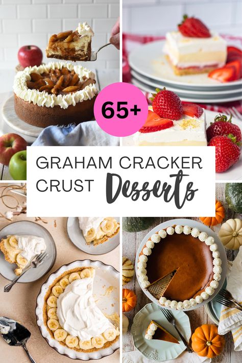 When it comes to desserts recipes using graham cracker crust are an easy go-to. Whether you’re planning to use store-bought crusts or you are going to make your own toasty graham cracker crust, the out-come will wow everyone at family gatherings!  Our easy graham cracker crust recipe is made with just a few simple ingredients, and does not have to be baked! What To Make With Gram Cracker Crust, Graham Cracker Tart Crust, Grahman Crackers Crust Recipe, Graham Crust Desserts, What To Make With Graham Crackers, Mini Graham Cracker Crust Desserts, Recipes Using Graham Cracker Crust, Mini Graham Cracker Crust Recipes, Gram Cracker Crust Recipe