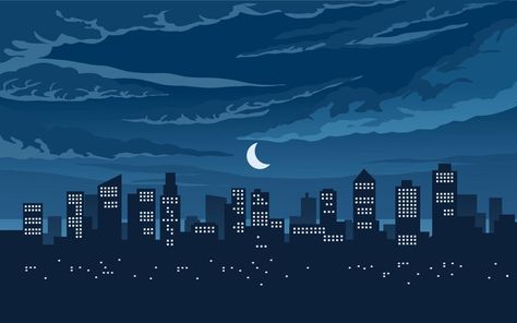 City Night Illustration, London City Night, Illustration Night, Skyline Drawing, Pixel Art Landscape, Vector Wallpaper, Banner Drawing, Night Illustration, Anime City