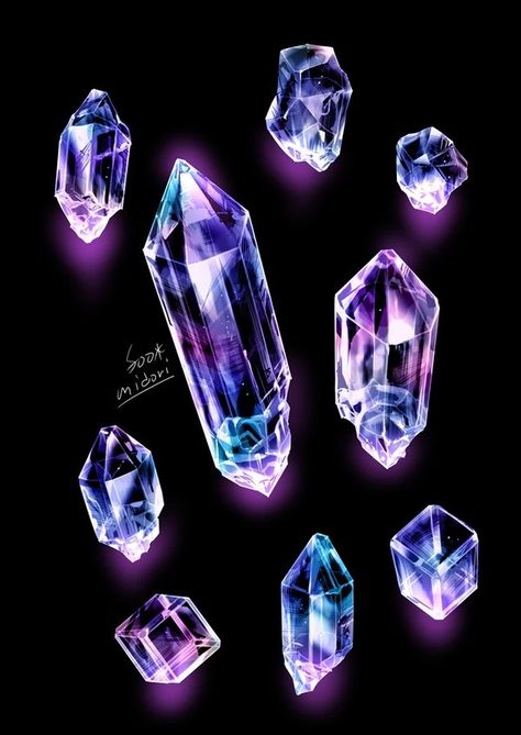 Crystal Drawing, Gemstone Art, Digital Painting Tutorials, 판타지 아트, Crystal Art, Digital Art Tutorial, Art Studies, Art Tips, Crystal Gems