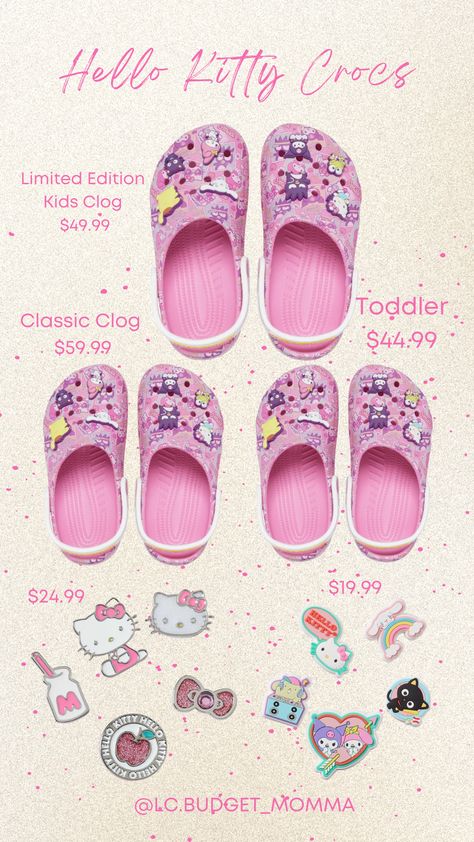 Hello Kitty Crocs, Crocs With Charms, Shop Hello Kitty, Glow Up, Hello Kitty And Friends, Kawaii Shoes, Girly Room, Joseph Morgan, Croc Charms