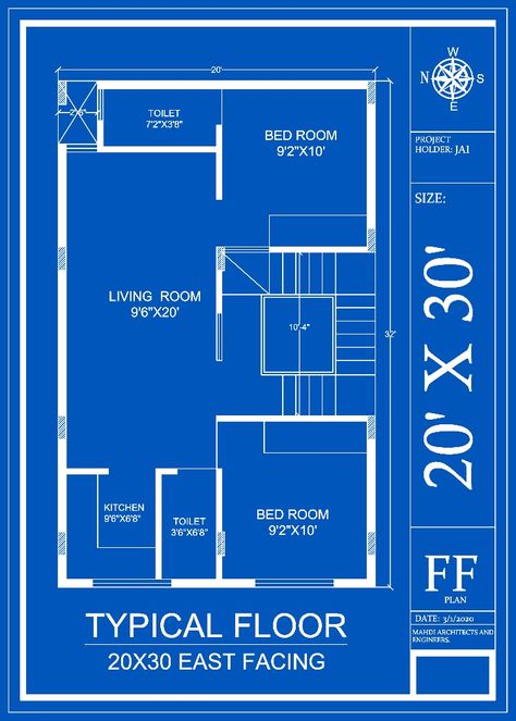 20×30 House Plan, Banglow Design, Restaurant Plans, East Facing House Plan, Smart House Plans, House Plan Ideas, 20x30 House Plans, Architecture Symbols, Budget House Plans