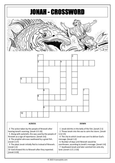 Check out this free printable Jonah crossword puzzle worksheet from Trueway Teens! It's a great way to reinforce the lessons from the Jonah Bible story while having fun. Download it now and let the learning begin! #JonahBibleLesson #YouthGroupActivities #TruewayTeens Bible Crossword Puzzles Free Printable, Jonah Bible Story, Bible Crossword Puzzles, Graphic Novel Style, Jonah Bible, Puzzle Worksheet, Youth Group Activities, Homeschool Education, Printables Free Kids