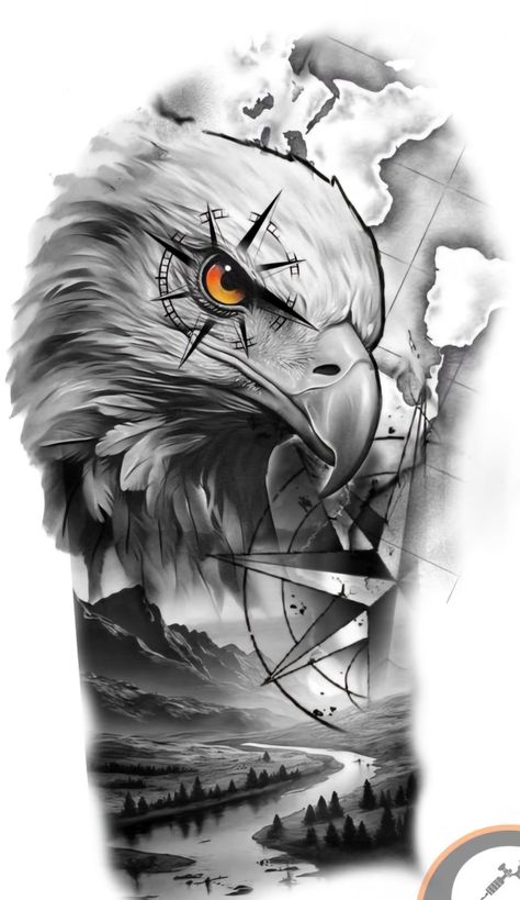 Eagle Head Tattoo, Bald Eagle Tattoos, Nautical Tattoo Sleeve, Tattoo Art Design, Lion Art Tattoo, Egyptian Tattoo Sleeve, Card Tattoo Designs, Cute Owls Wallpaper, Armband Tattoo Design