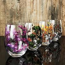 Flower Seasons, Four Seasons Tree, Colored Wine Glasses, Goblet Wine Glasses, Crystal Goblets, Glass Theme, Spring Tree, Cycle Of Life, Stemless Wine Glasses