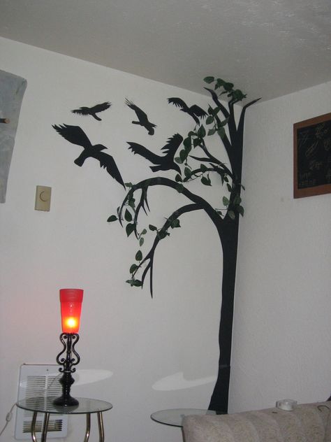 Halloween all year! . Make a wall decal in under 120 minutes by constructing, decorating, fusing, and papercrafting with scissors, white glue, and double sided tape. Inspired by halloween and gothic. Creation posted by Sara P. Difficulty: 3/5. Cost: Cheap. Goth Classroom Decor, Gothic Classroom Decor, Moody Classroom, Goth Classroom, Gothic Classroom, Gothic Decorations, Fall Decoration Ideas, Classroom Aesthetic, Goth Diy