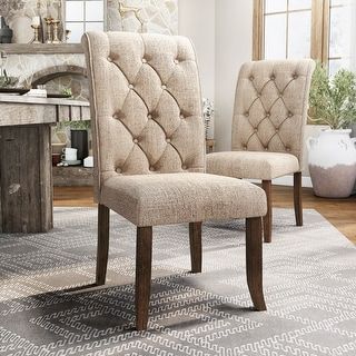 Tufted Dining Chairs, Farmhouse Dining Chairs, Casual Dining Rooms, Dinner Room, Dining Room Combo, Elegant Dining Room, Dining Chairs Set, Farmhouse Dining Room, Fabric Dining Chairs