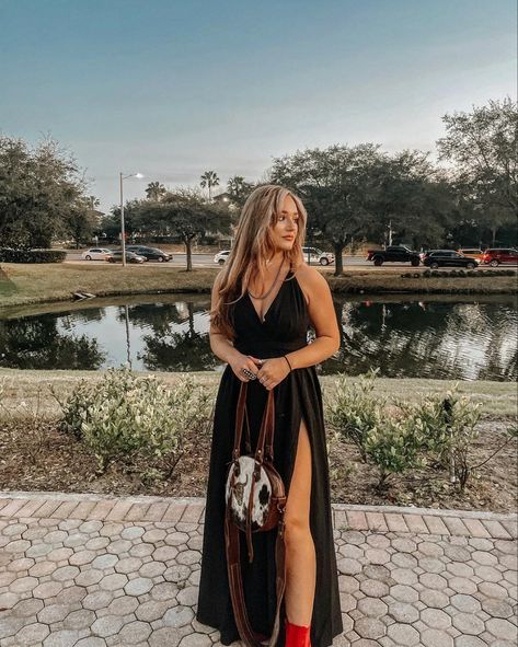 Western Prom Dresses Long, Western Black Prom Dress, Black Western Prom Dress, Western Prom Dresses Country Cowboy Boots, Western Boho Dresses, Prom Dresses With Boots, Western Prom Dresses With Boots, Senior Prom Themes, Western Homecoming Dresses