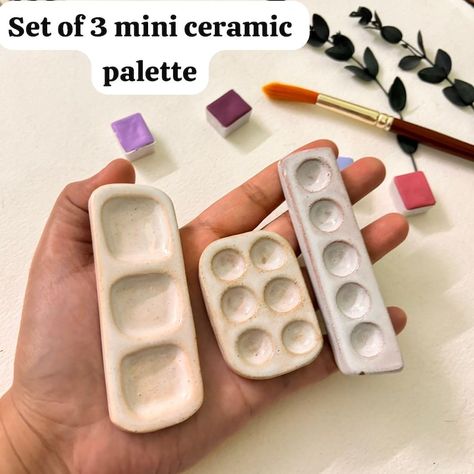 Buy Set of 3 Tiny Ceramic Palettes , Paint Palette Set Art Palette Watercolor Palette Speckled Ceramic Palette Christmas Gift Online in India - Etsy Ceramic Painting Palette, Air Dry Clay Paint Palette, Clay Paint Pallet, Clay Paint Palette, Ceramic Palette, Art Palette, Air Dry Clay Projects, Clay Paint, Watercolor Palette