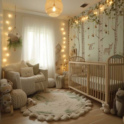 20+ Nature-Inspired Green Nursery Themes for a Serene Baby Space • 333k+ Inspiring Lifestyle Ideas Unique Nursery Themes Gender Neutral, Neutral Nature Nursery, Unique Gender Neutral Nursery, Nursery Fairy Lights, Gender Neutral Nature Nursery, Sunshine Room Ideas, Gender Nursery Ideas Neutral, Outdoorsy Nursery Gender Neutral, Enchanted Garden Nursery