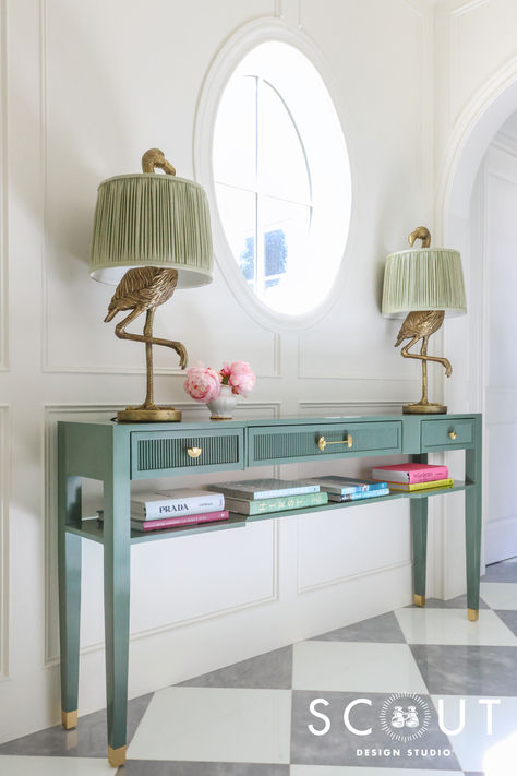 Flirting with fluting 💚  Part of the A Well Dressed Home collection, our High n' Tight Console features a slim profile that's perfect for tighter spaces. Coastal Console, A Well Dressed Home, Scout Design, Custom Dresser, Custom Consoles, Custom Dining Tables, Wallpaper Textured, Vintage Credenza, Console Desk