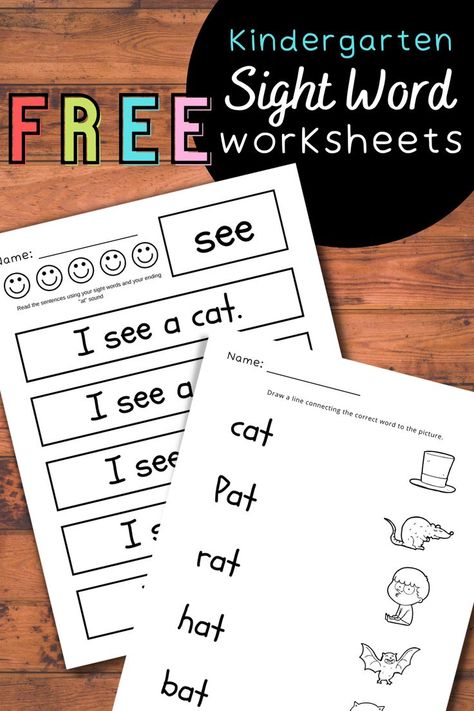 These worksheets combine simple sight words like "see" with ending at sounds and also practice on simple sentence reading as well as a little proper noun practice. great for kindergarten and first grade. 1st grade. 100% free to print. I See Sentences Kindergarten, Nouns Kindergarten Free, Sight Word Sentences Free, Wonders Kindergarten, Simple Sentences Worksheet, Sight Word Worksheets Free, Sentences Kindergarten, Sentences Worksheet, Hooked On Phonics