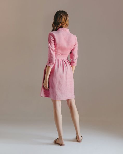 Boho Dress Summer, Linen Dresses For Women, Dusty Pink Color, Lily Dress, Linen Shirt Dress, Dress Wrap, Dress Linen, Linen Tunic, Dress Bridesmaid