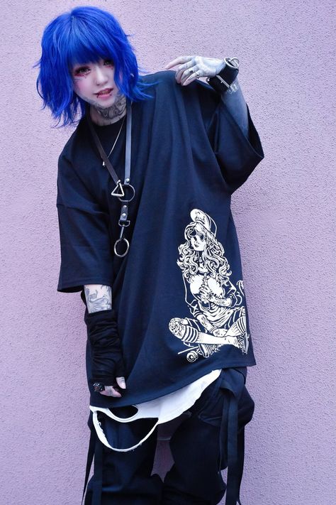 Clothing Rendering, Harajuku Goth Fashion, Blue Clothes Aesthetic, Punk Outfits Men, Goth Fashion Men, Decora Style, Harajuku Goth, Alt Clothes, Concept Clothing