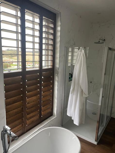 Made To Measure Bathroom Window Shutters - WCS Bathroom Window Shutters, Shutters Interior Window, Country Shutters, Bathroom Shutters, Shutters Interior, Deer Camp, Bathroom Window, Wooden Shutters, Interior Windows