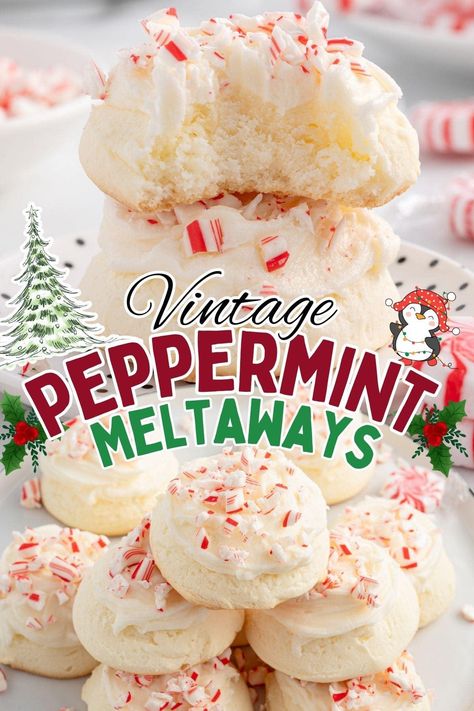 Peppermint Meltaways Peppermint Meltaways, Meltaway Cookies, Peppermint Recipes, Christmas Cookie Recipes Holiday, Princess Pinky Girl, Frosted Cookies, Pinky Girl, Fav Products, Homemade Pastries